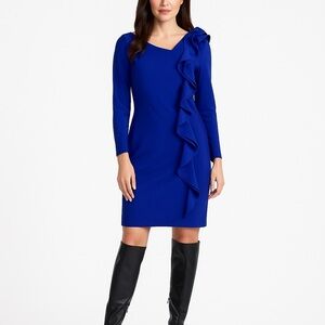 Joseph Ribkoff Royal Blue Shoulder sculpted Detail Dress Long Sleeve Size 10